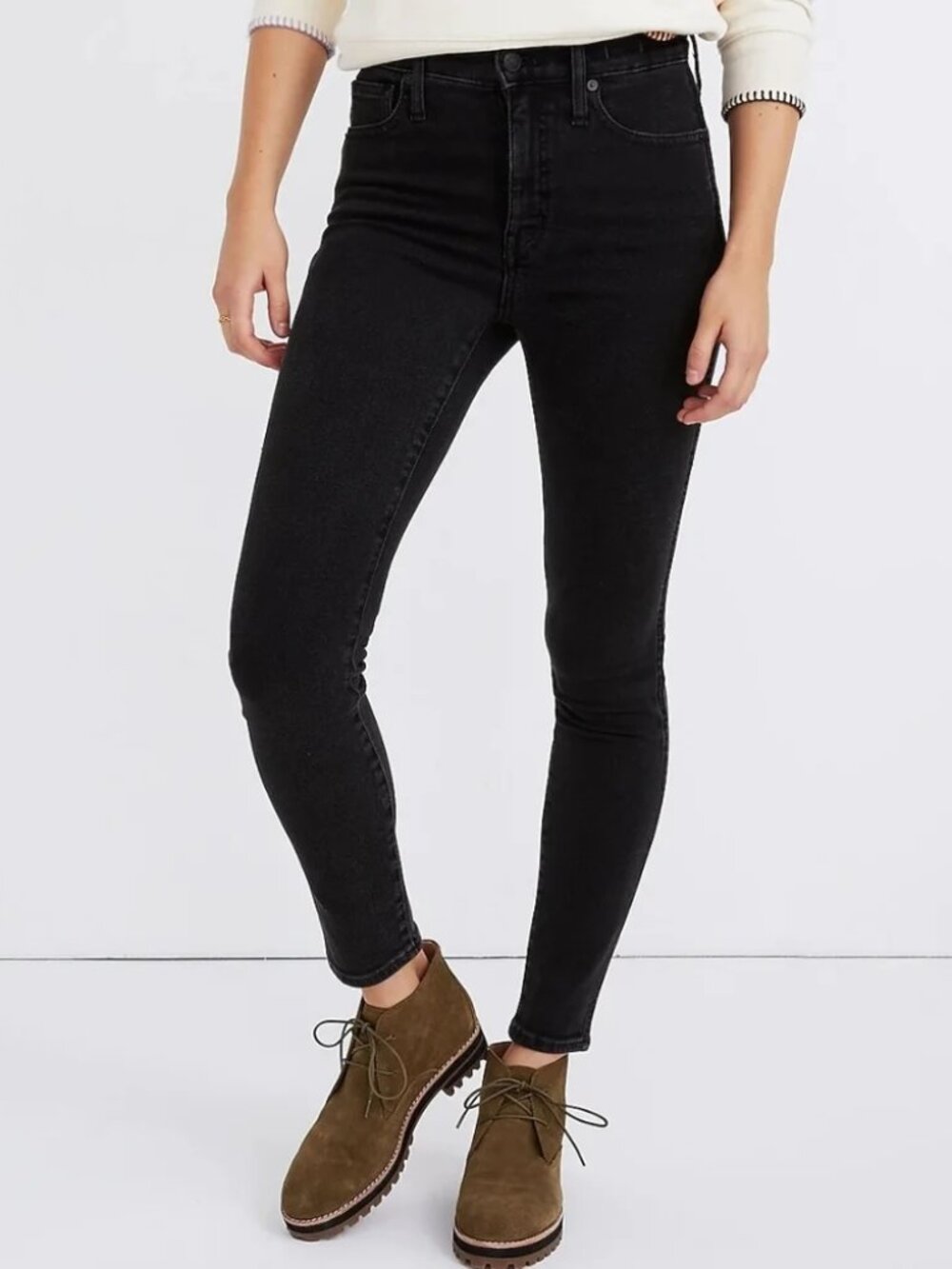 Madewell Petite 10" High Rise Skinny Jeans in Black Frost (26P) NWOT